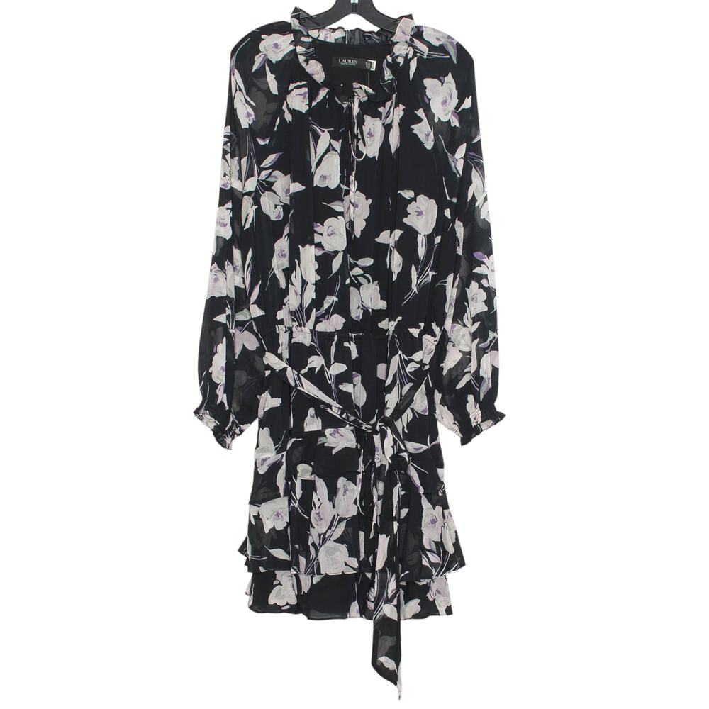 NWT Lauren Ralph Lauren Dress Floral Boho Romantic Cottage Academia Black 18W